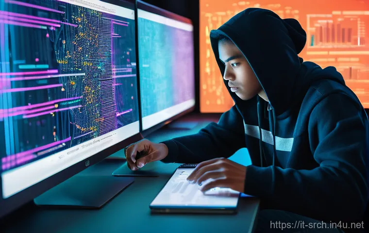 인터넷정보검색 실기 시험에서 출제된 최신 문제 유형 - Navigating the Digital Information Labyrinth**
A dynamic, eye-level shot of a focused young adult (a...