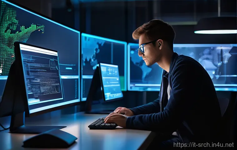 인터넷정보검색 필기와 실기의 학습 연결법 - **Prompt 1: Advanced Digital Researcher at Work**
    A focused young adult, dressed in casual yet s...