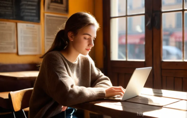 인터넷정보검색 필기 시험 대비 중요 과목 정리 - **Prompt:** A young, focused student, approximately 20 years old, sitting comfortably at a rustic wo...