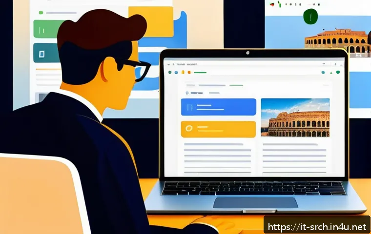 인터넷정보검색 실무에서 경험한 정보 수집 문제 해결 사례 - A modern workspace scene showing a professional Italian researcher using a laptop with multiple brow...