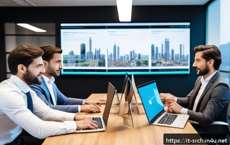 인터넷정보검색과 데이터분석 자격증 비교 및 활용 사례 - A modern Italian office environment with diverse professionals collaborating on data analytics proje...