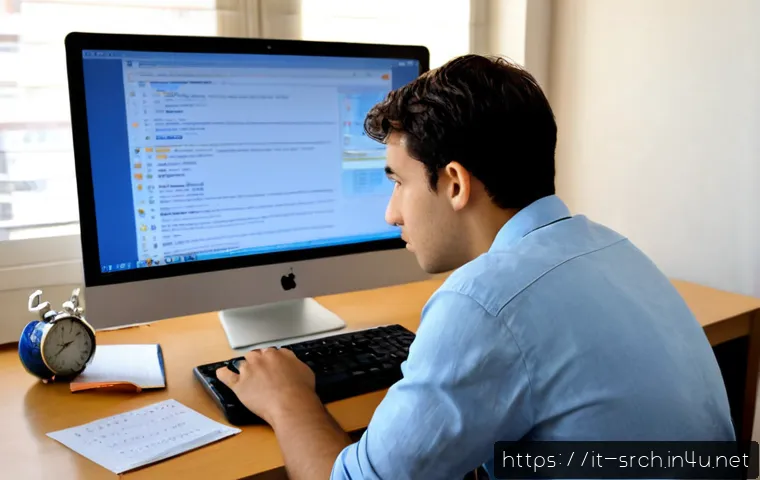 Home 17 인터넷정보검색 실기 시험에서 많이 실수하는 사례 정리 - Photorealistic Italian adult student taking a computer-based internet research skills exam in a quie...